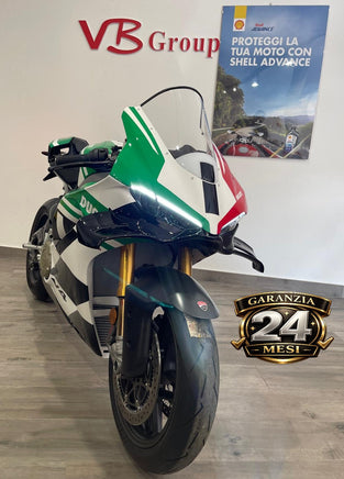 Moto sportiva Ducati Panigale V4 Tricolore presso VB GROUP con livrea bianca, rossa e verde e garanzia 24 mesi